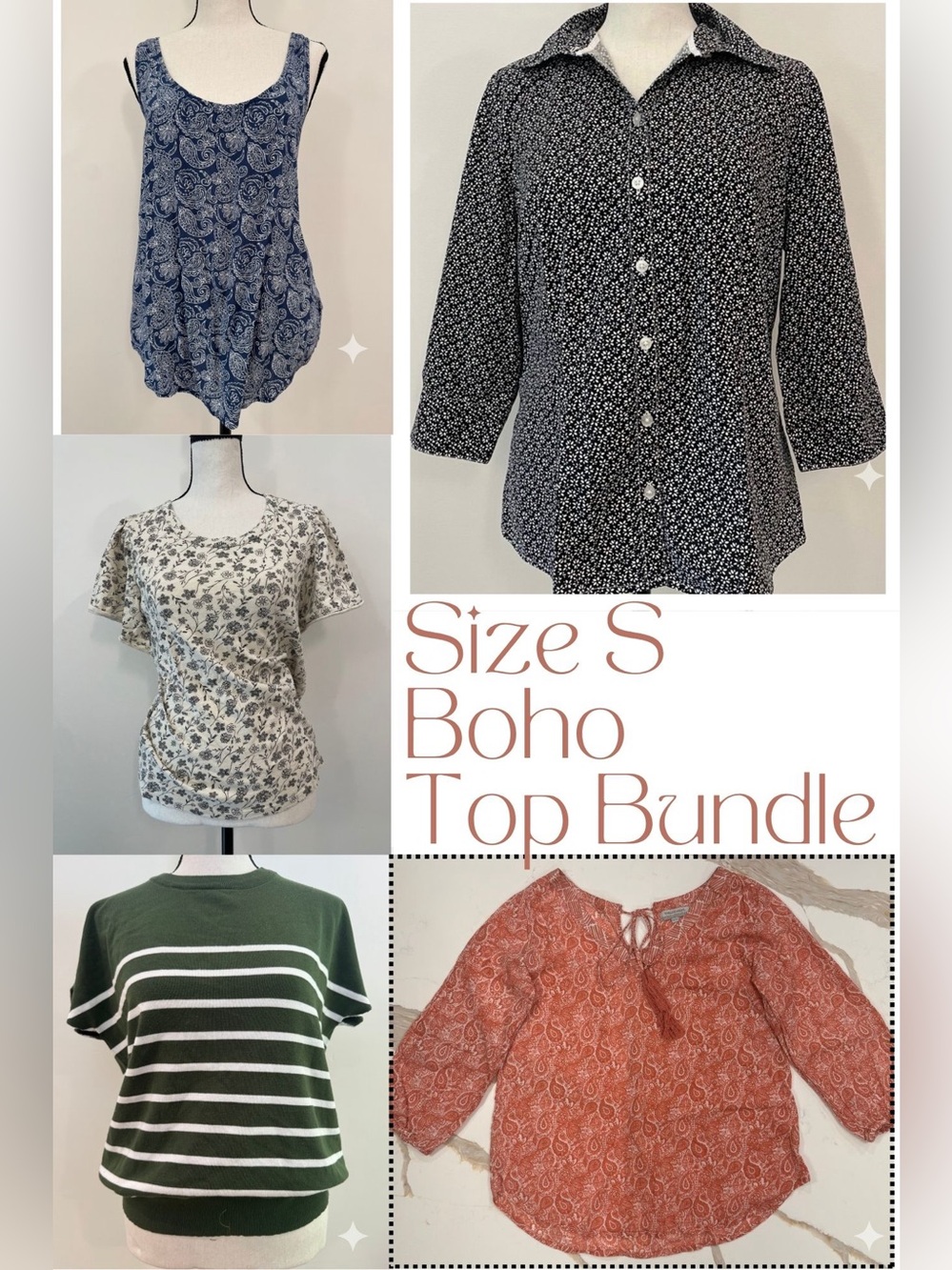 Women’s S Boho Top Bundle 5 Gap Sonoma World Market Floral Paisley